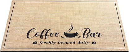 CooRug Absorbent Coffee Mat, Fashion Dish Drying Mat for Kitchen Counter Coffee Bar Accessories Espresso Machine Dish Rack 12" x 20" Beige