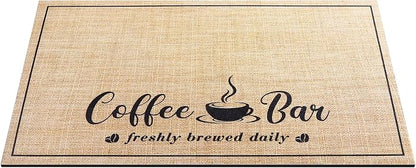 CooRug Absorbent Coffee Mat, Fashion Dish Drying Mat for Kitchen Counter Coffee Bar Accessories Espresso Machine Dish Rack 17" x 32" Beige