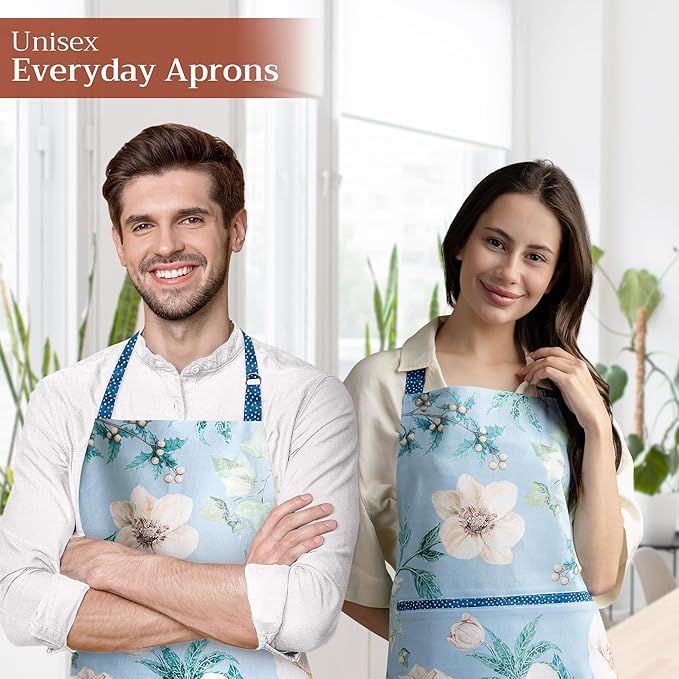 Maison d' Hermine 100% Cotton Apron for women with Pocket Kitchen Chef Apron for Men Cooking Spring Summer