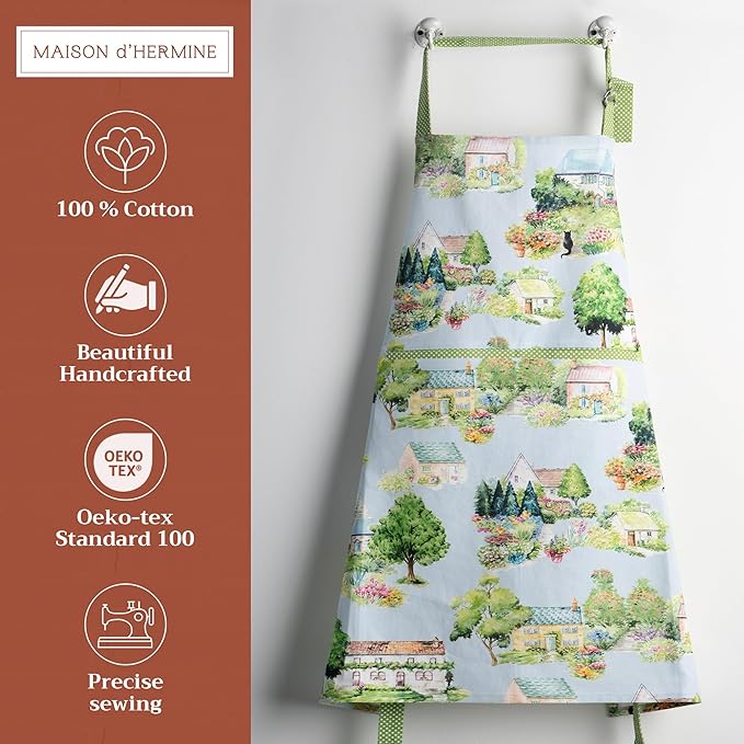 Maison d' Hermine 100% Cotton Apron for women with Pocket Kitchen Chef Apron for Men Cooking Spring Summer