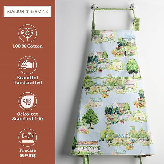 Maison d' Hermine 100% Cotton Apron for women with Pocket Kitchen Chef Apron for Men Cooking Spring Summer