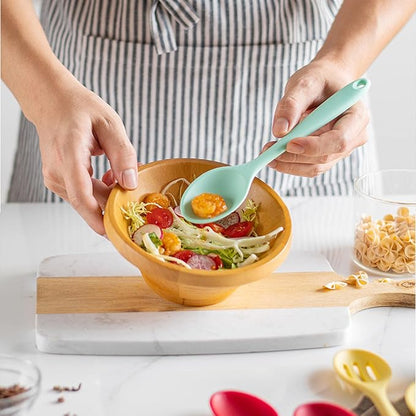 2 Pcs Mini Silicone Spoons, 8 Inch Mixing Spoons for Drinking Soup Dipping Sauce Baking Stirring Mixing Tools. This is a Mini Size,Notice,Dear Buyers Please Mind the Size when Purchasing(Yellow Green)