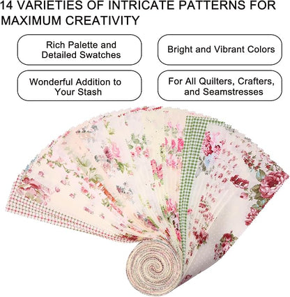 Nodsaw Jelly Rolls for Quilting Clearance 42 Strip 2.5" x 44" - Cotton Jelly Roll Fabric Strips for Quilting, Sewing, Blanket, Rug, Home Decor, and Purse Making, Vintage Floral
