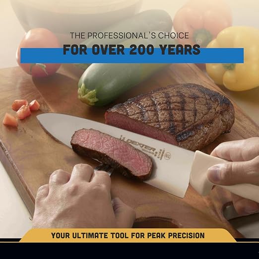 Dexter-Russell 8" Chef's Knife – S145-10PCP | SANI-SAFE Series | High-Carbon Stainless Steel Blade, NSF Certified, Slip-Resistant White Handle, Made in USA