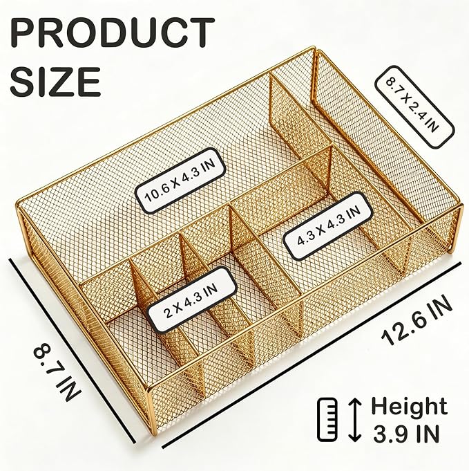 Paper Plate Organizer for Countertop - Metal Utensil Caddy Silverware Holder Cutlery Flatware Plastic Spoon Fork Plates Napkins Cup Storage Dispenser Party Picnic Essentials Camping Gold