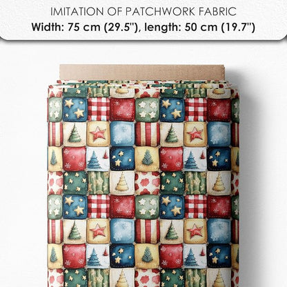 Winter Village Patchwork Cotton Fabric Panel – 6 Designs 10×10 inch + Bonus Patchwork Sheet 29.5×19.6 inch, 100% Cotton 140 GSM (USA Size)