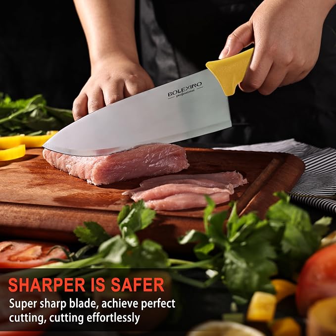8 inch Japanese High Carbon Stainless Steel Chef Knife Set, Professional Extra Sharp Wide Cook Knife with Non-slip Ergonomic Handle, for Kitchen Home Restaurant