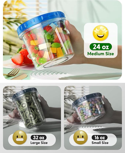 Canfanni 8 Pack-24 OZ Freezer Storage Containers, Plastic Soup Container with Lids, BPA Free Food Storage Containers with Twist Top Lids, Reusable, Microwave and Dishwasher Safe