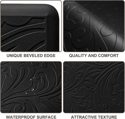 KMAT Kitchen Mat Cushioned Anti-Fatigue Waterproof Non-Slip Standing Mat Ergonomic Comfort Rug for Home,Office,Sink,Laundry,Desk 17.3" (W) x 60"(L),Black