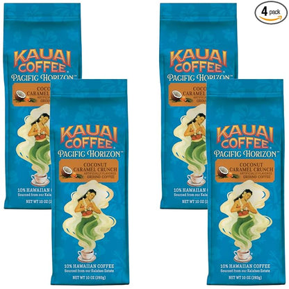 Kauai Coffee Coconut Caramel Crunch Medium Roast | Ground Coffee | 10 oz Package | Pack of 4
