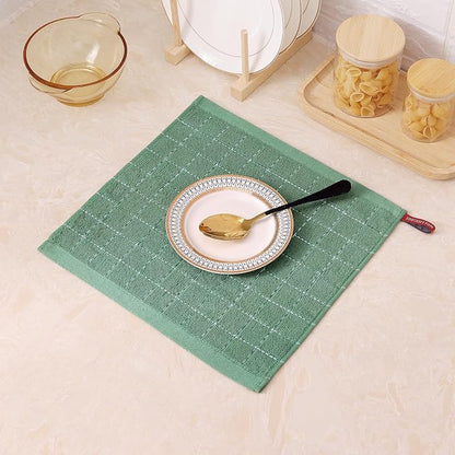 Mordimy 100% Cotton Terry Cloth Dish Cloths, Soft and Absorbent Checkered Dish Towels, Quick Drying Dish Rags for Washing Dishes, 8 Pack, 12 x 12 Inches, Grass Green