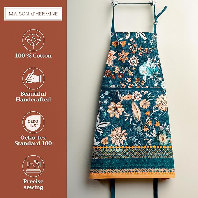 Maison d' Hermine 100% Cotton Apron for women with Pocket Kitchen Chef Apron for Men Cooking Spring Summer