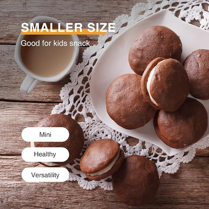 HONGBAKE Mini Muffin Top Pan for Baking, Premium 12 Cavity Small Whoopie Pie Pan, Nonstick Yorkshire Pudding Pan for Pansuffin, Moon Pie, Cookies, Dishwasher Safe and Easy to Clean