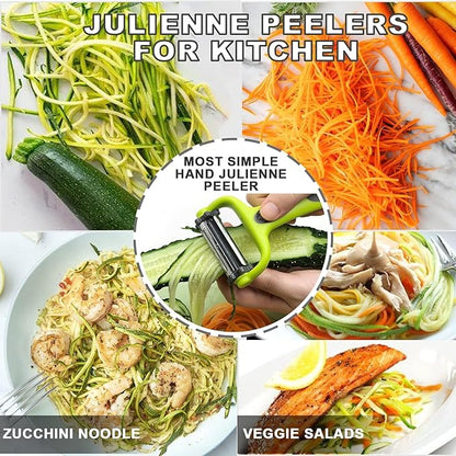 GANNK Potato Apple Vegetable Peelers for Kitchen, I and Y Peelers for Fruit Veggie Potatoes Carrot Cucumber, 3 in 1 Blade Spin Design With Julienne Function