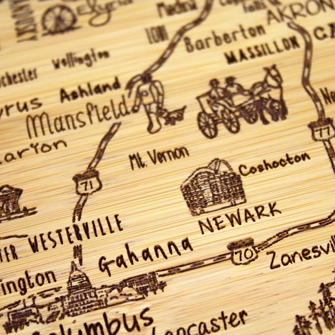 Totally Bamboo A Slice of Life Ohio State Serving and Cutting Board, 11" x 8.75"