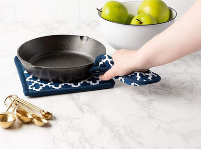 DII Lattice Basics Collection Kitchen Essentials, Pan Handle Set, Nautical Blue, 3, Piece