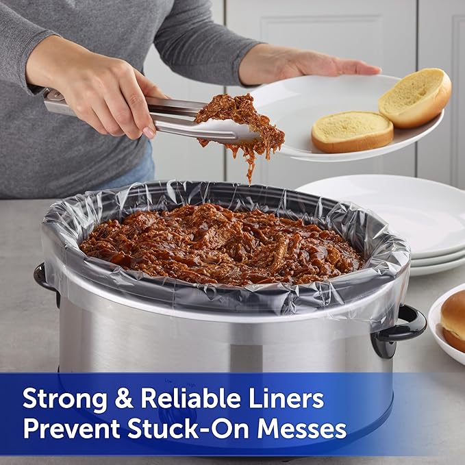 Reynolds Kitchens Slow Cooker Liners, 8 Pack, Fits 3-8 Quart Round and Oval Slow Cookers, BPA-Free Nylon Blend Construction, Heat-Resistant Up to 400F, Prevents Stuck on Food