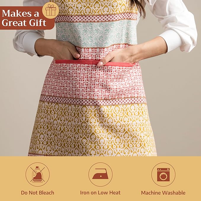 Maison d' Hermine 100% Cotton Apron for women with Pocket Kitchen Chef Apron for Men Cooking Spring Summer