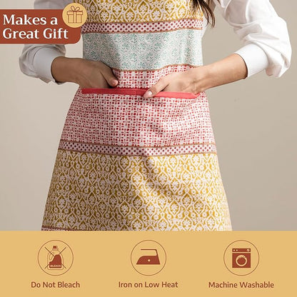 Maison d' Hermine 100% Cotton Apron for women with Pocket Kitchen Chef Apron for Men Cooking Spring Summer