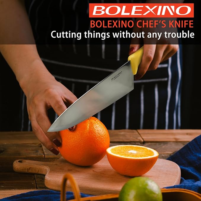 8 inch Japanese High Carbon Stainless Steel Chef Knife Set, Professional Extra Sharp Wide Cook Knife with Non-slip Ergonomic Handle, for Kitchen Home Restaurant