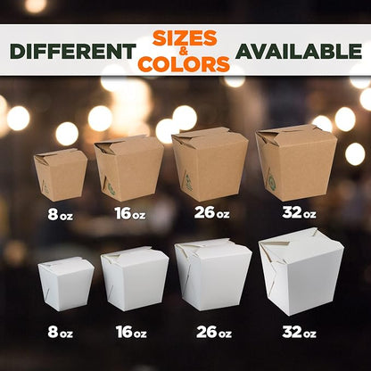 Fit Meal Prep 50 Pack Chinese Take Out Boxes - 32 oz Plain White Chinese Food Containers for To Go Asian Meals - Chinese Food Boxes for Noodles, Rice - Takeout Packaging for Business and Home Use