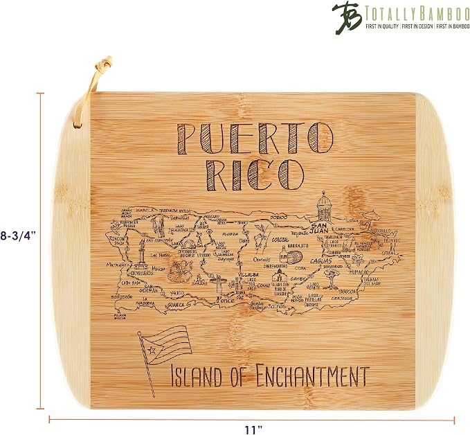 Totally Bamboo A Slice of Life Puerto Rico Serving and Cutting Board, 11" x 8.75"