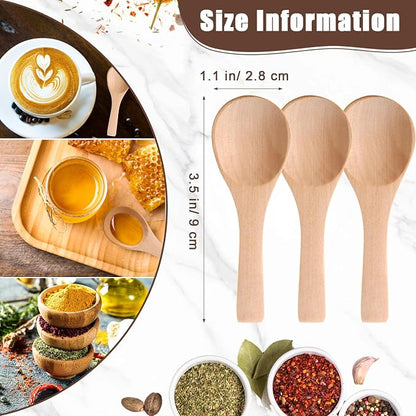 Boao 50 Pcs Small Wooden Spoons, 3.5'' L, Mini Wood Natural Tiny Spoons Wooden Little Teaspoons for Jars Sugar Creamer Honey Spices Salt Kitchen Supplies (Light Wood)