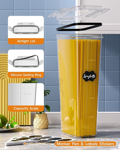 KEMETHY 30 PCS Airtight Food Storage Containers with Lids, Kitchen Pantry Organization and Storage, BPA-Free Plastic Scale Food Canisters for Cereal, Flour, Sugar, Dry Food, Include Labels & Marker