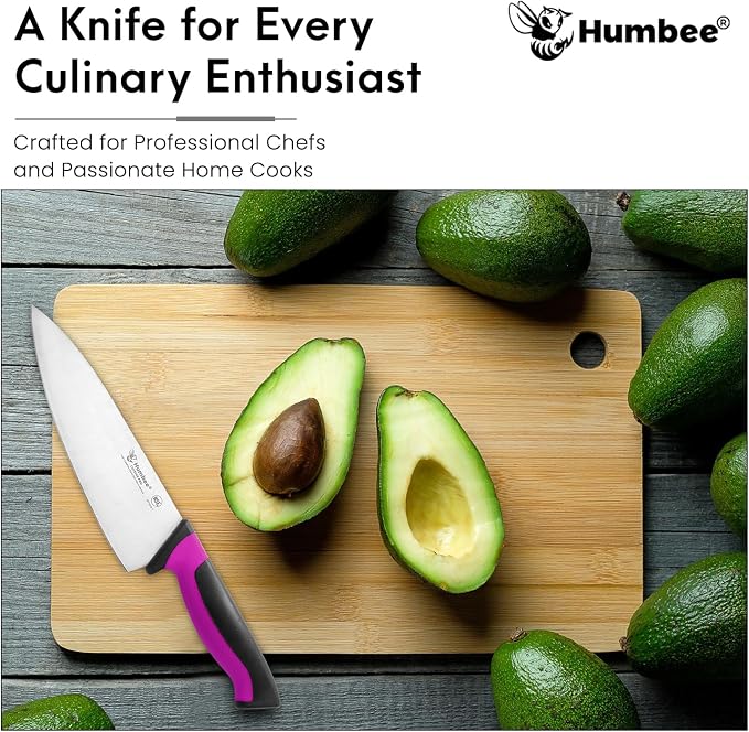 8-Inch Chef Knife, NSF Certified Razor-Sharp High Carbon Stainless Steel Blade – Ergonomic Color Coded Handle, Non-Slip Grip Kitchen Knife, DT-10 Series, Purple