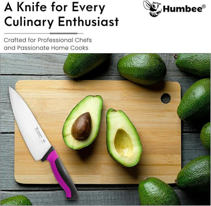 8-Inch Chef Knife, NSF Certified Razor-Sharp High Carbon Stainless Steel Blade – Ergonomic Color Coded Handle, Non-Slip Grip Kitchen Knife, DT-10 Series, Purple