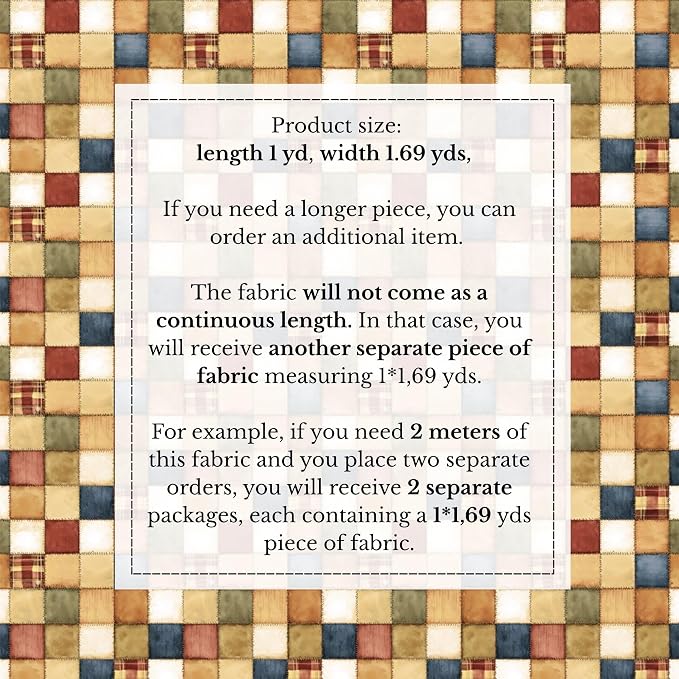 100% Cotton Fabric by the Yard – Turkish Quality Quilting & Sewing Fabric, 1 Yard x 1.69 Yards Wide, Patchwork Cotton for Crafts