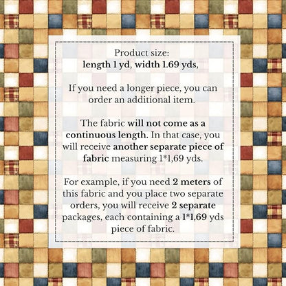 100% Cotton Fabric by the Yard – Turkish Quality Quilting & Sewing Fabric, 1 Yard x 1.69 Yards Wide, Patchwork Cotton for Crafts