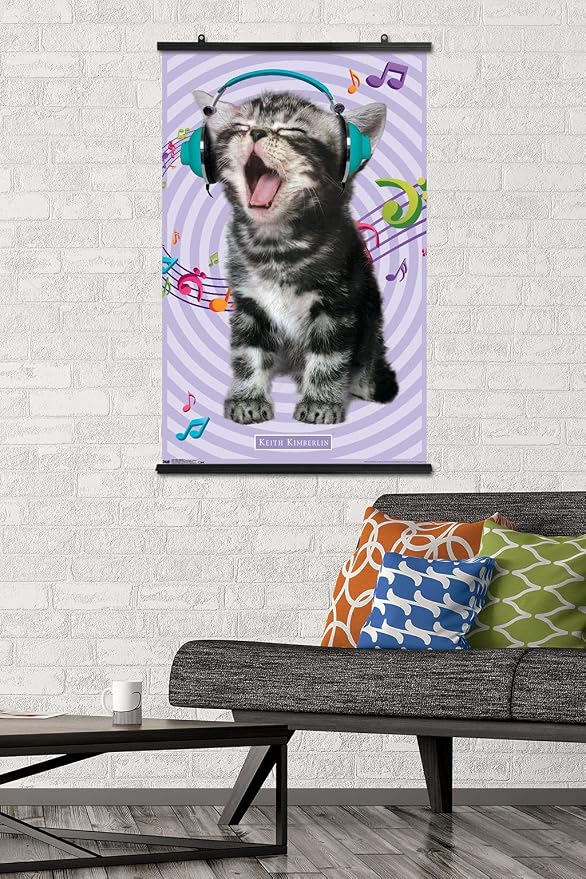 Trends International Keith Kimberlin - Kitten - Singing Wall Poster, 22.375" x 34", Premium Poster & Clip Bundle