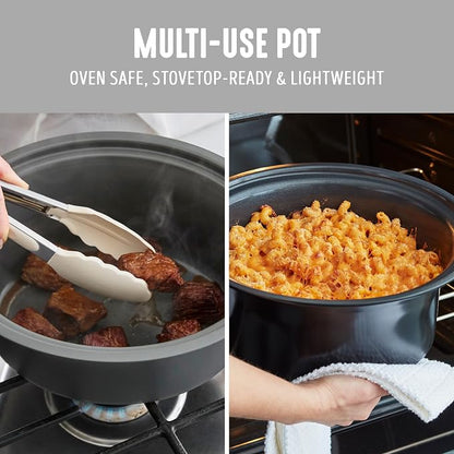 GreenLife 3.5QT Slow Cooker, PFAS-Free Non-Toxic Ceramic Nonstick Removable Interior Bowl, Programmable, Keep Warm, Stovetop & Oven Safe Pot, Dishwasher Safe Crock & Glass Lid, White