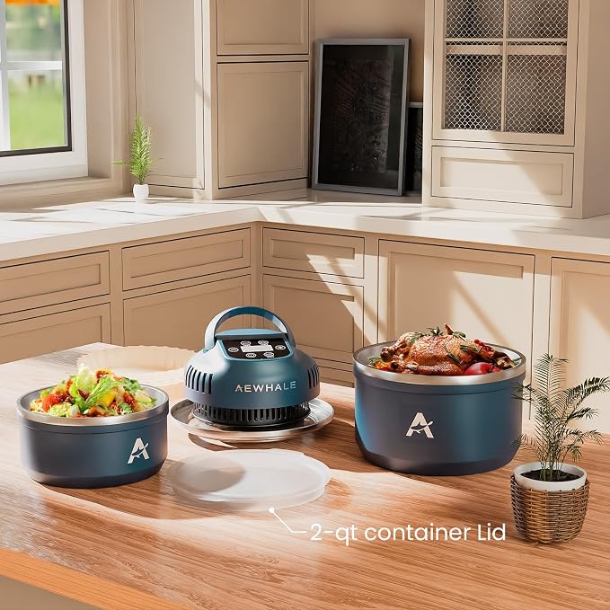 AEWHALE Portable Air Fryer 3-in-1,4QT & 8 Cup non toxic air fryer with Storage Lids,Ideal for Small Spaces