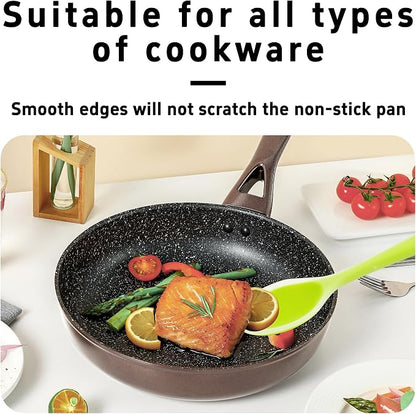 4Pcs Silicone Cooking Spoon, Heat-Resistant Nonstick Silicone Spoon for Stirring, Mixing, Cooking, Baking and Daily Use(Green)