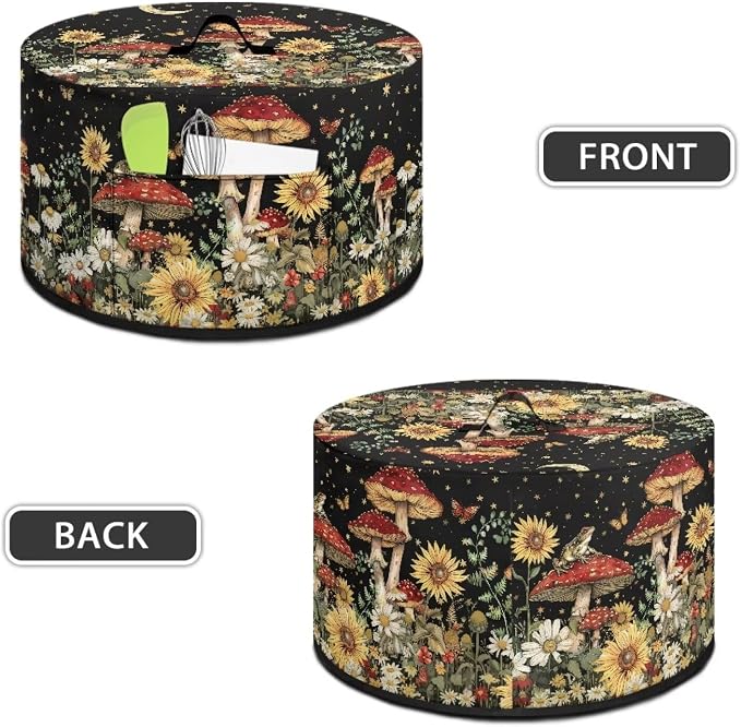 Daisies Mushrooms Slow Cooker Dust Cover Crock for Pot Cover Fits 6-8 qt Oval Slow Cooker Sunflowers Small Appliance Protection Cover Kitchen Accessories Decor