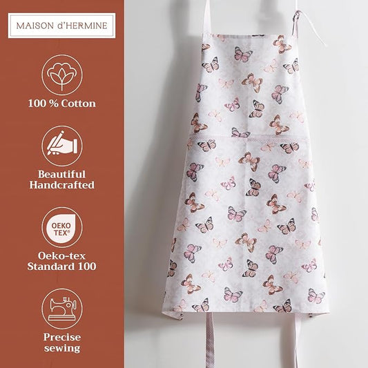 Maison d' Hermine 100% Cotton Apron for women with Pocket Kitchen Chef Apron for Men Cooking Spring Summer