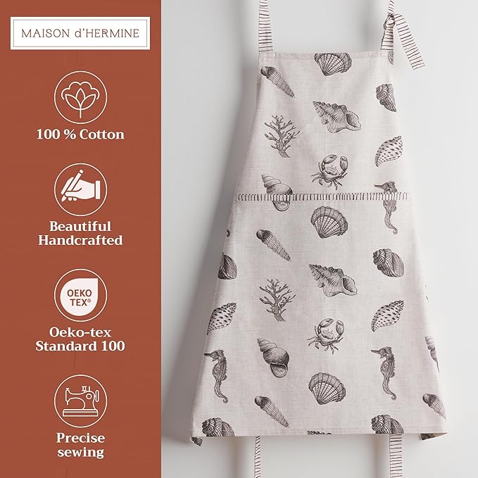 Maison d' Hermine 100% Cotton Apron for women with Pocket Kitchen Chef Apron for Men Cooking Spring Summer