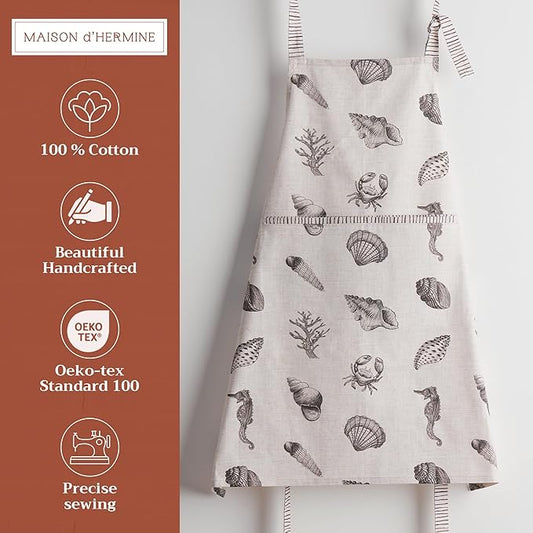 Maison d' Hermine 100% Cotton Apron for women with Pocket Kitchen Chef Apron for Men Cooking Spring Summer