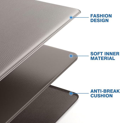 StepRite Kitchen Mats, 2PCS Kitchen Rugs, Cushioned Anti Fatigue Kitchen Mats for Floor, Non-Slip Standing Desk Mat, Waterproof Kitchen Rug Set for Kitchen, 20" x 32"+20" x 48"-0.4 inch Thick, Khaki