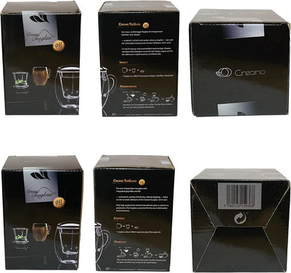 Creano Tea Glass with Infuser and Lid 400ml - Large Tea Cup - Microwave & Dishwasher Safe - Loose Leaf Tea Maker Gift Set