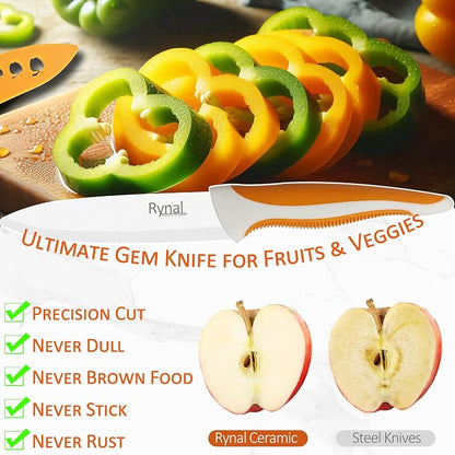 Ceramic Knife - 5" Chef's Utility Knife - Light, Precise, Sharp Ceramic Kitchen Knife with Cover & Soft Grip