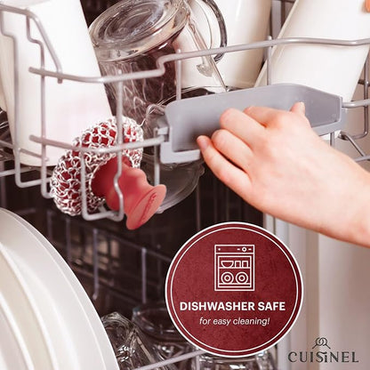 Cuisinel CAST IRON CHAINMAIL SCRUBBER AND PAN SCRAPER - DELUXE ERGONOMIC STAINLESS