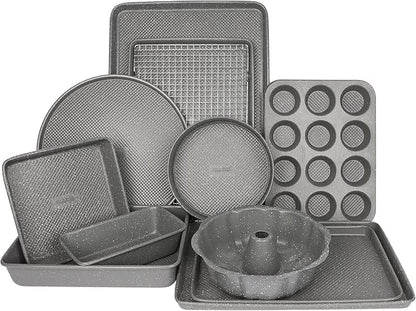 David Burke 9" Springform Pan – Carbon Steel Cheesecake Mold with Removable Bottom, Oven Safe, PFTE & PFOA Free – Gray Speckle