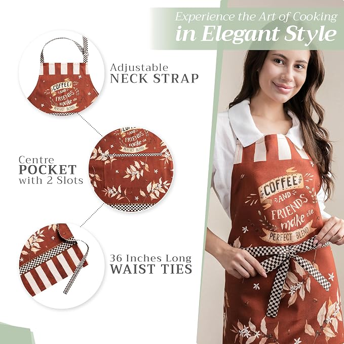 Maison d' Hermine 100% Cotton Apron for women with Pocket Kitchen Chef Apron for Men Cooking Spring Summer