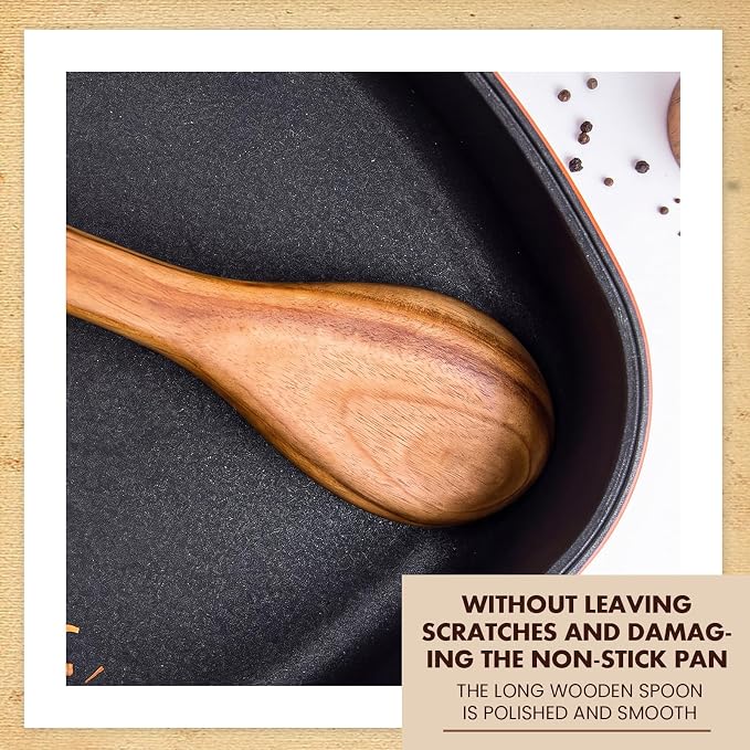 Baderke 1 Pcs 18 Inches Extra Long Wooden Spoons Large Non-stick Kitchen Wooden Spoons Giant Heavy Duty Stir Paddle for Cooking Mixing Stirring Heat Resistant Cooking Tool Chef Mom Gifts (Teak)