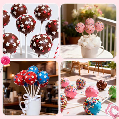 605-Piece Cake Pop Kit with Cake Pop Sticks and Wrappers, Treat Bags, Decorating Pen, Meat Baller & Display Stand - Complete Baking Set for Family Kitchen & Home Baking Enthusiasts Creating Candies