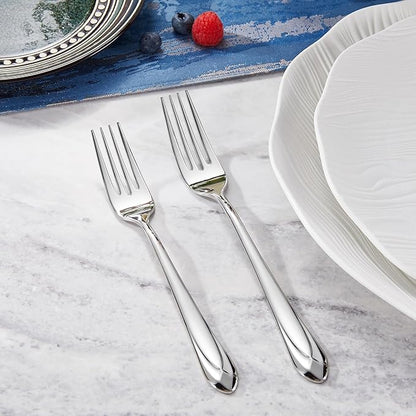 KEAWELL Premium Astra 8-Piece 8.3 inch Dinner Fork Set – 18/10 Stainless Steel Mirror-Finished Silverware with Diamond-Faceted Handles, Comfortable Grip and Dishwasher Safe (8, Dinner Forks)