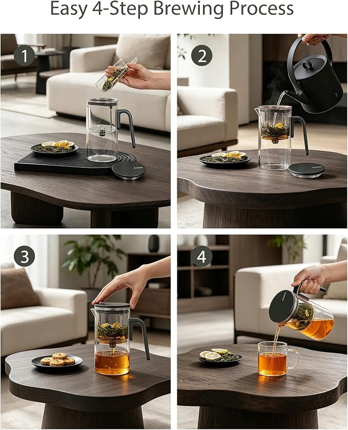 ZENS Magnetic Teapot, Enchanted Magic Glass Tea Infuser Pot for Loose Leaf Tea Steeper, Mess-Free Tea Maker Tea Diffusers for Tea Lovers Ideal Gifts, 28oz (830 ml)